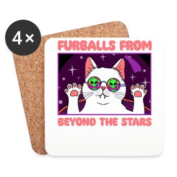 Katze Alien, UFO, UAP, Space, Weltraum Flugobjekt - Untersetzer (4er-Set) - Weiß - Vorne