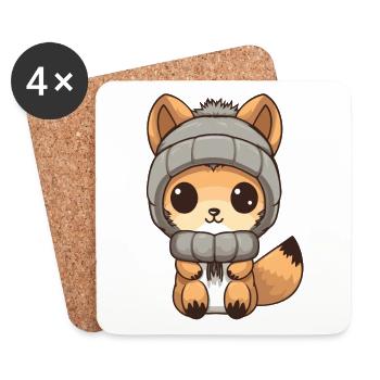 Squirrel Winter Animal Baby Comic - Coasters (set of 4) - white - Front