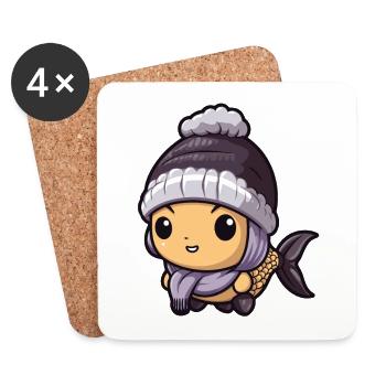 Fish Winter Animal Baby Anime - Coasters (set of 4) - white - Front