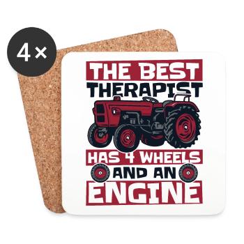 The Best Therapist Has 4 Wheels Bauer Biobauer - Untersetzer (4er-Set) - Weiß - Vorne