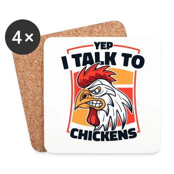 Yep I Talk To Chickens Farmer Farming - Coasters (set of 4) - white - Front
