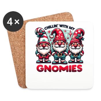 Chillin' with my Gnomies Holidays Funny Christmas - Coasters (set of 4) - white - Front