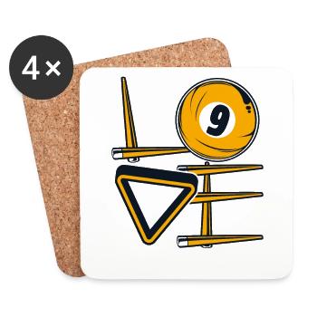 Love Snooker Billardtisch Billiards - Untersetzer (4er-Set) - Weiß - Vorne