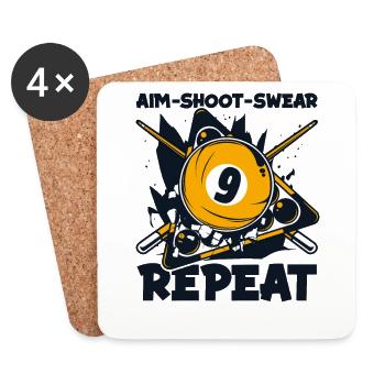 Aim Shoot Swear Repeat Billardtisch Billiards - Untersetzer (4er-Set) - Weiß - Vorne