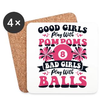 Bad Girls Play With Balls Billardtisch Billiards - Untersetzer (4er-Set) - Weiß - Vorne