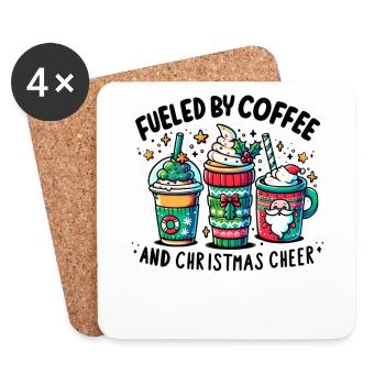 Fueled by Coffee - Funny Women's Christmas Coffee - Untersetzer (4er-Set) - Weiß - Vorne