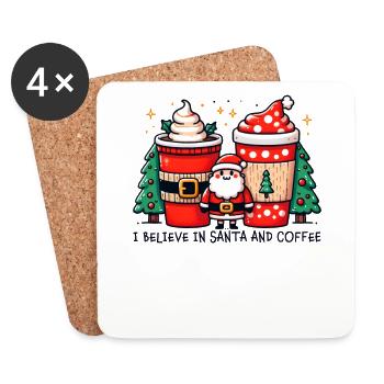 I believe in Santa Funny Women's Christmas Coffee - Untersetzer (4er-Set) - Weiß - Vorne