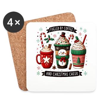 Fueled by Coffee - Café de Noël pour femmes drôles - Dessous de verre (lot de 4) - blanc - Devant