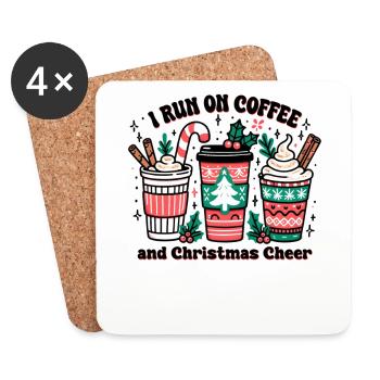 I run on Coffee - Funny Women's Christmas Coffee - Untersetzer (4er-Set) - Weiß - Vorne
