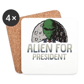 Alien, UFO, UAP, Space, Space Flying Object - Coasters (set of 4) - white - Front