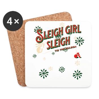 Sleigh Girl Sleigh Funny Ugly Christmas für Frauen - Untersetzer (4er-Set) - Weiß - Vorne