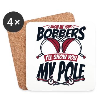 Montrez-moi vos bobbers pêche en haute mer pêcheur à la mouche - Dessous de verre (lot de 4) - blanc - Devant