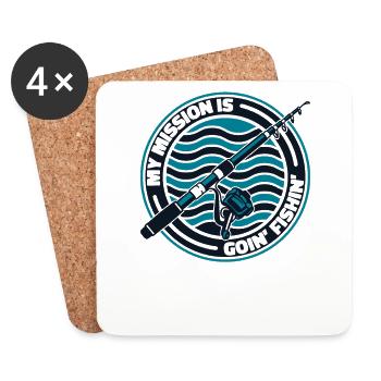 My Mission Is Goin Fishin Spinnfischer - Untersetzer (4er-Set) - Weiß - Vorne