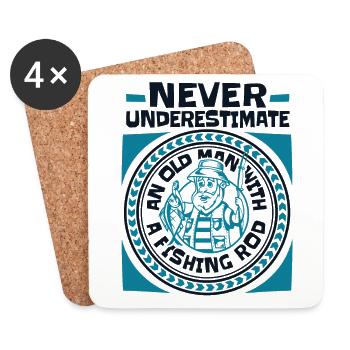 Never Underestimate An Old Man With A Fishing Rod - Untersetzer (4er-Set) - Weiß - Vorne
