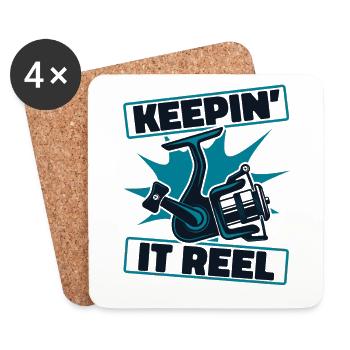 Keepin It Reel Spinnfischer Hochseeangler Angler - Untersetzer (4er-Set) - Weiß - Vorne