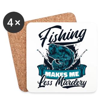La pêche me rend moins meurtrier Pêcheur de spin - Dessous de verre (lot de 4) - blanc - Devant
