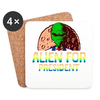 Alien, UFO, UAP, Space, Weltraum Flugobjekt - Untersetzer (4er-Set) - Weiß - Vorne