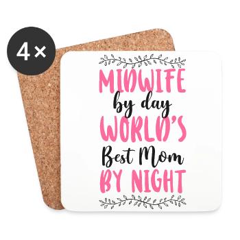 Nurse Midwife Birth Worker Mom - Coasters (set of 4) - white - Front