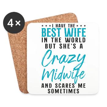 Nurse Midwife Birth Worker Wife - Coasters (set of 4) - white - Front