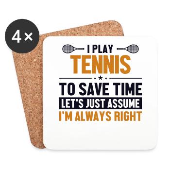 Tennis Let's Assume I'm Right Racket - Coasters (set of 4) - white - Front