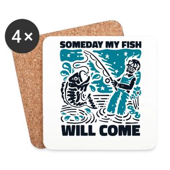 Someday My Fish Will Come Fliegenfischer - Untersetzer (4er-Set) - Weiß - Vorne