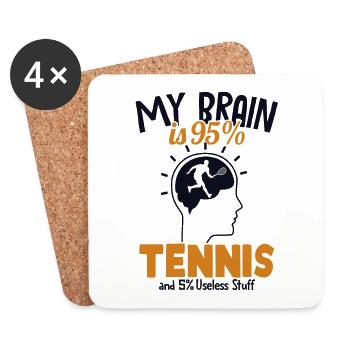 My Brain is 95% Tennis Tennis Player - Coasters (set of 4) - white - Front