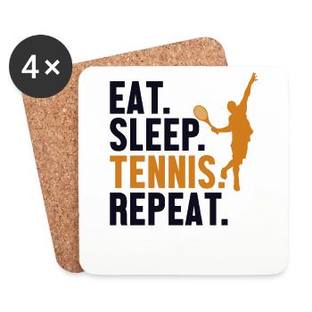 Eat Sleep Tennis Repeat Racket - Coasters (set of 4) - white - Front