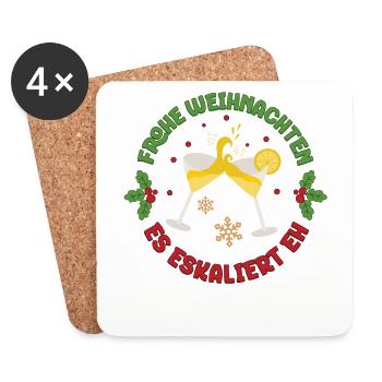 "Es eskaliert eh" Party Kostüm für Weihnachten - Untersetzer (4er-Set) - Weiß - Vorne