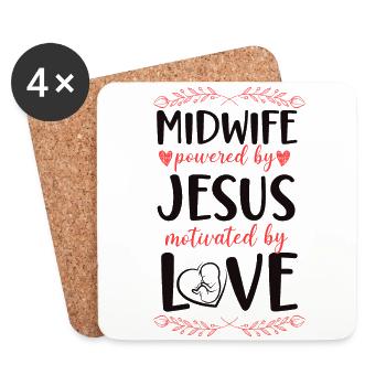 Infirmière Sage-femme Accoucheuse Faith - Dessous de verre (lot de 4) - blanc - Devant