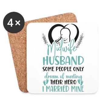 Nurse Midwife Birth Worker Husband - Untersetzer (4er-Set) - Weiß - Vorne