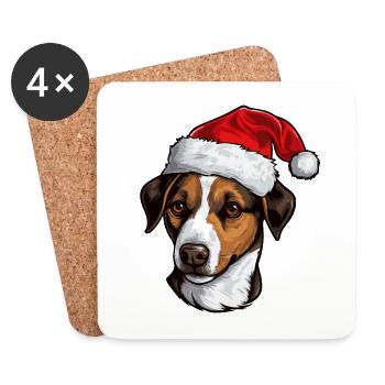 jack russel terrier Hund Weihnachten Porträt Xmas - Untersetzer (4er-Set) - Weiß - Vorne