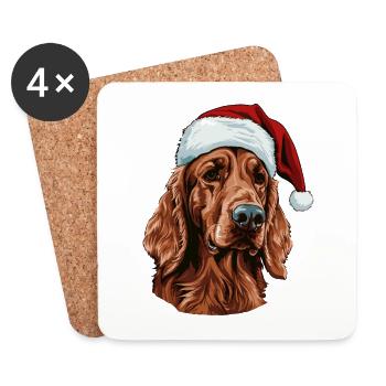 Irish Setter Hund Weihnachten Porträt Xmas - Untersetzer (4er-Set) - Weiß - Vorne