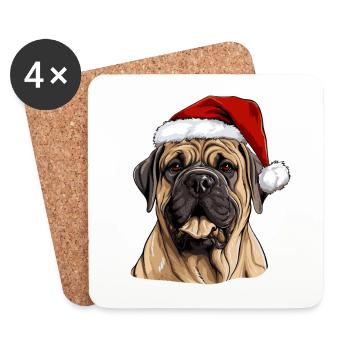 Boerboel Hund Weihnachten Porträt Xmas - Untersetzer (4er-Set) - Weiß - Vorne