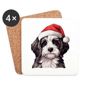 Havanese Dog Christmas Portrait Xmas - Coasters (set of 4) - white - Front