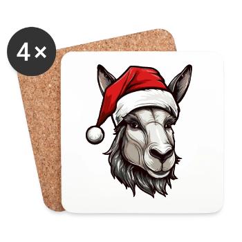Esel Weihnachten Tier Porträt Xmas - Untersetzer (4er-Set) - Weiß - Vorne