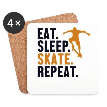 Eat Sleep Skate Repeat Skatepark Skatergirl - Untersetzer (4er-Set) - Weiß - Vorne