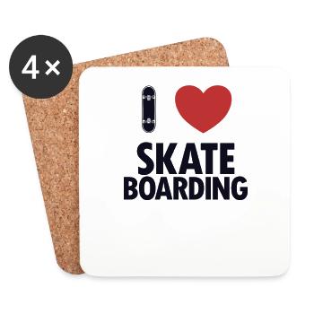 I love Skateboarding Skatergirl Skaterboy Skater - Untersetzer (4er-Set) - Weiß - Vorne