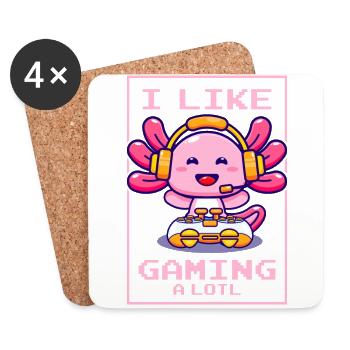 Gaming, Axolotl, Gaming, Video Game, Unicorn Gamer - Coasters (set of 4) - white - Front