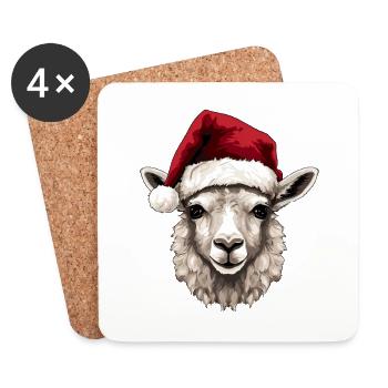 Alpaca Christmas Portrait Llama Xmas - Coasters (set of 4) - white - Front