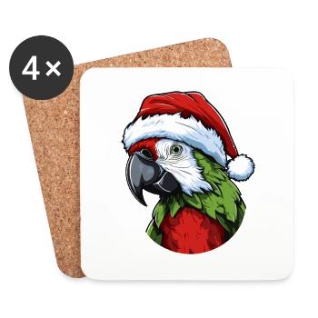 Papagei Weihnachten Tier Porträt Xmas - Untersetzer (4er-Set) - Weiß - Vorne