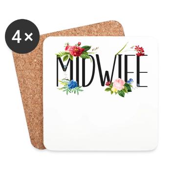 Infirmière Sage-Femme Accoucheuse Fleur - Dessous de verre (lot de 4) - blanc - Devant