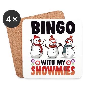 Bingo avec mes snowmies drôle bonhomme de neige - Dessous de verre (lot de 4) - blanc - Devant