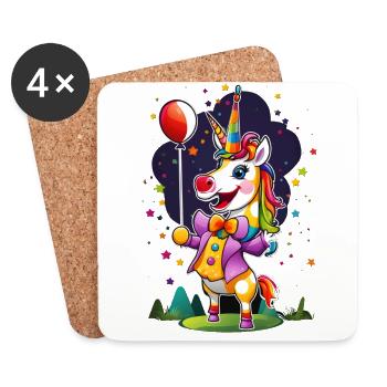 Clown Einhorn Unicorn - Coasters (set of 4) - white - Front