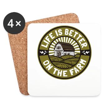 La vie est meilleure à la ferme Agriculture paysanne - Dessous de verre (lot de 4) - blanc - Devant