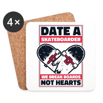 Date A Skateboarder We Break Boards Not Hearts - Untersetzer (4er-Set) - Weiß - Vorne