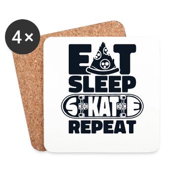 Eat Sleep Skate Repeat Skatergirl Skaterboy - Untersetzer (4er-Set) - Weiß - Vorne