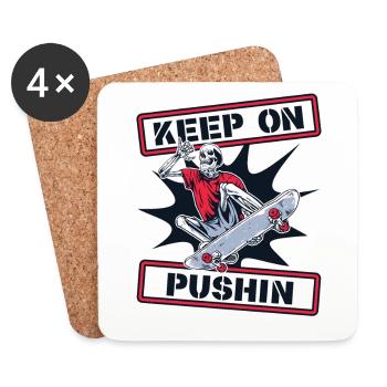 Keep On Pushin Skatepark Skatergirl Skaterboy - Untersetzer (4er-Set) - Weiß - Vorne
