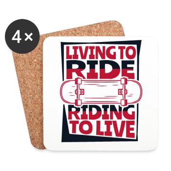 Living To Ride Riding To Live Skaterboy Skatepark - Untersetzer (4er-Set) - Weiß - Vorne