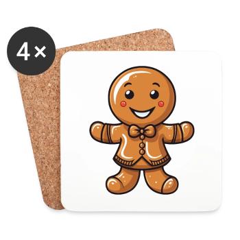 Gingerbread Christmas Biscuit Baking - Coasters (set of 4) - white - Front