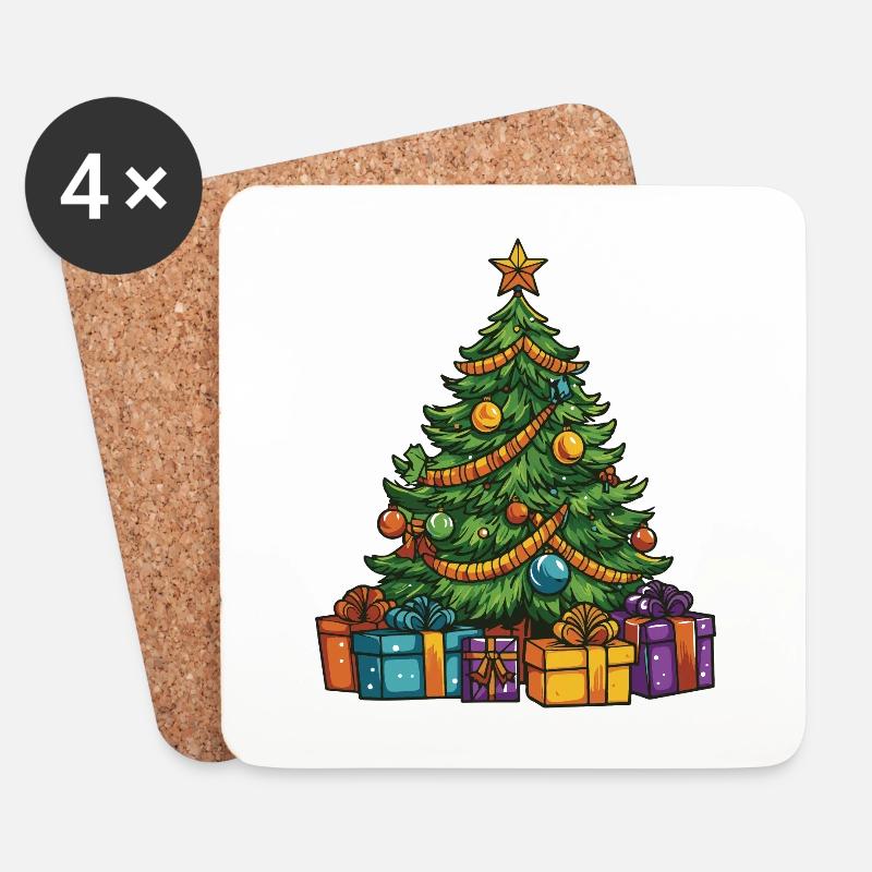 Tanne Weihnachten Weihnachtsbaum - Untersetzer (4er-Set) - Weiß